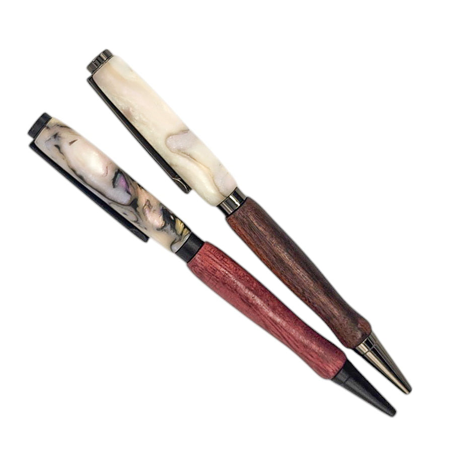 Faux Abalone Acrylic Hand-Turned Pens: Hand-Turned Slimline Design