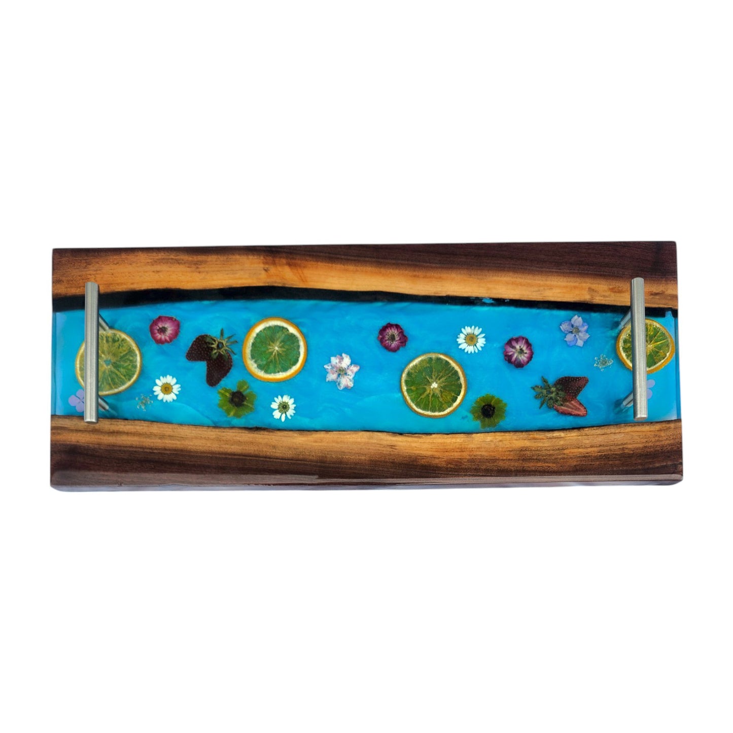 Fruity Summer Charcuterie Board: Walnut Wood with Dried Oranges in Resin