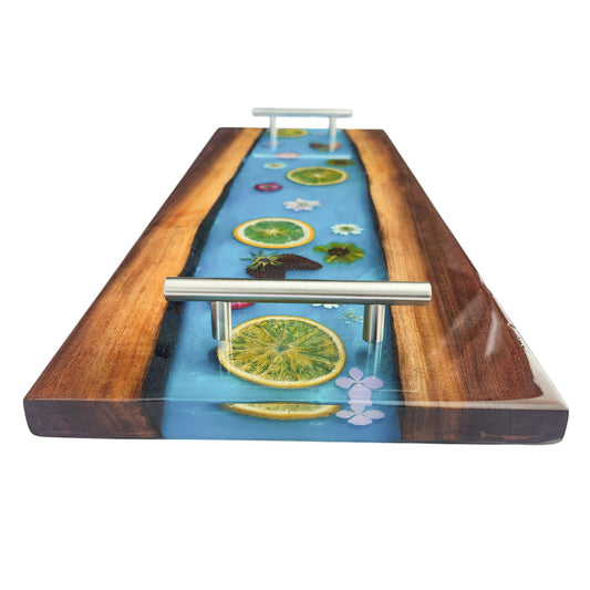 Fruity Summer Charcuterie Board: Walnut Wood with Dried Oranges in Resin