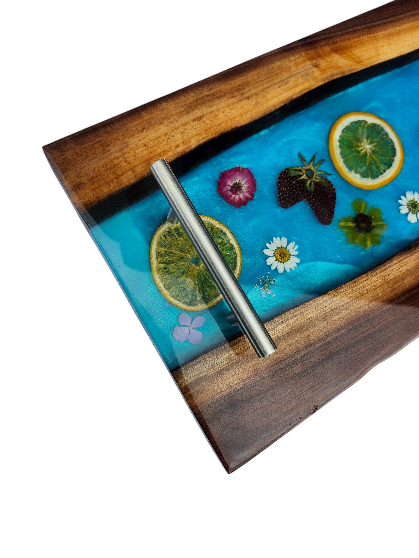 Fruity Summer Charcuterie Board: Walnut Wood with Dried Oranges in Resin