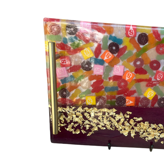 Candy Land Charcuterie Board: Resin-Preserved Candy with Purpleheart Wood