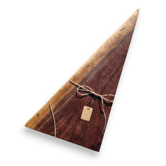 Triangle Live Edge Walnut Cutting Board: Unique Decor and Serving Tray