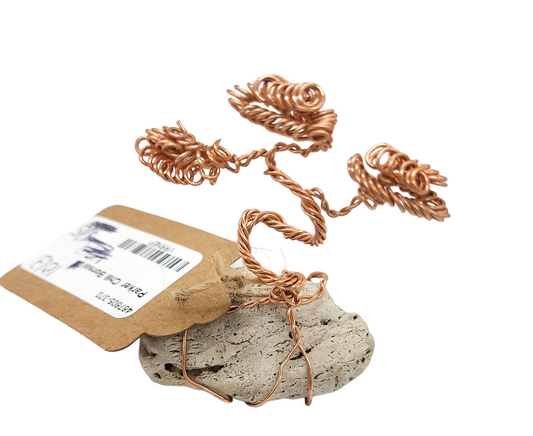 Bonsai on Gray Sandstone: Handcrafted Copper Wire Sculpture
