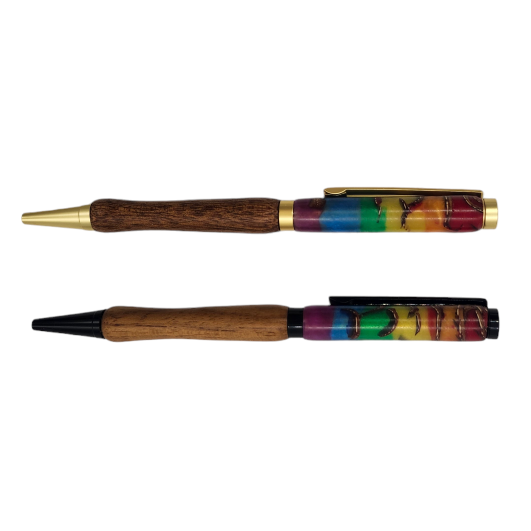 Rainbow Pride Pens: Hand-Turned Slimline Design