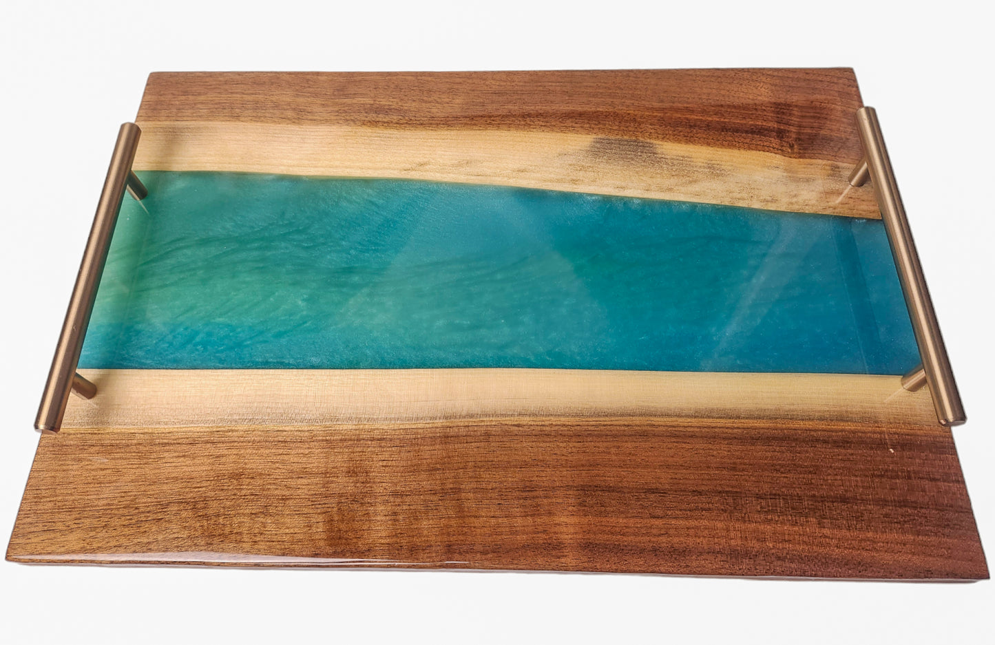 Riverbank Charcuterie Board: Live-edge Heartwood Walnut and Blue Resin