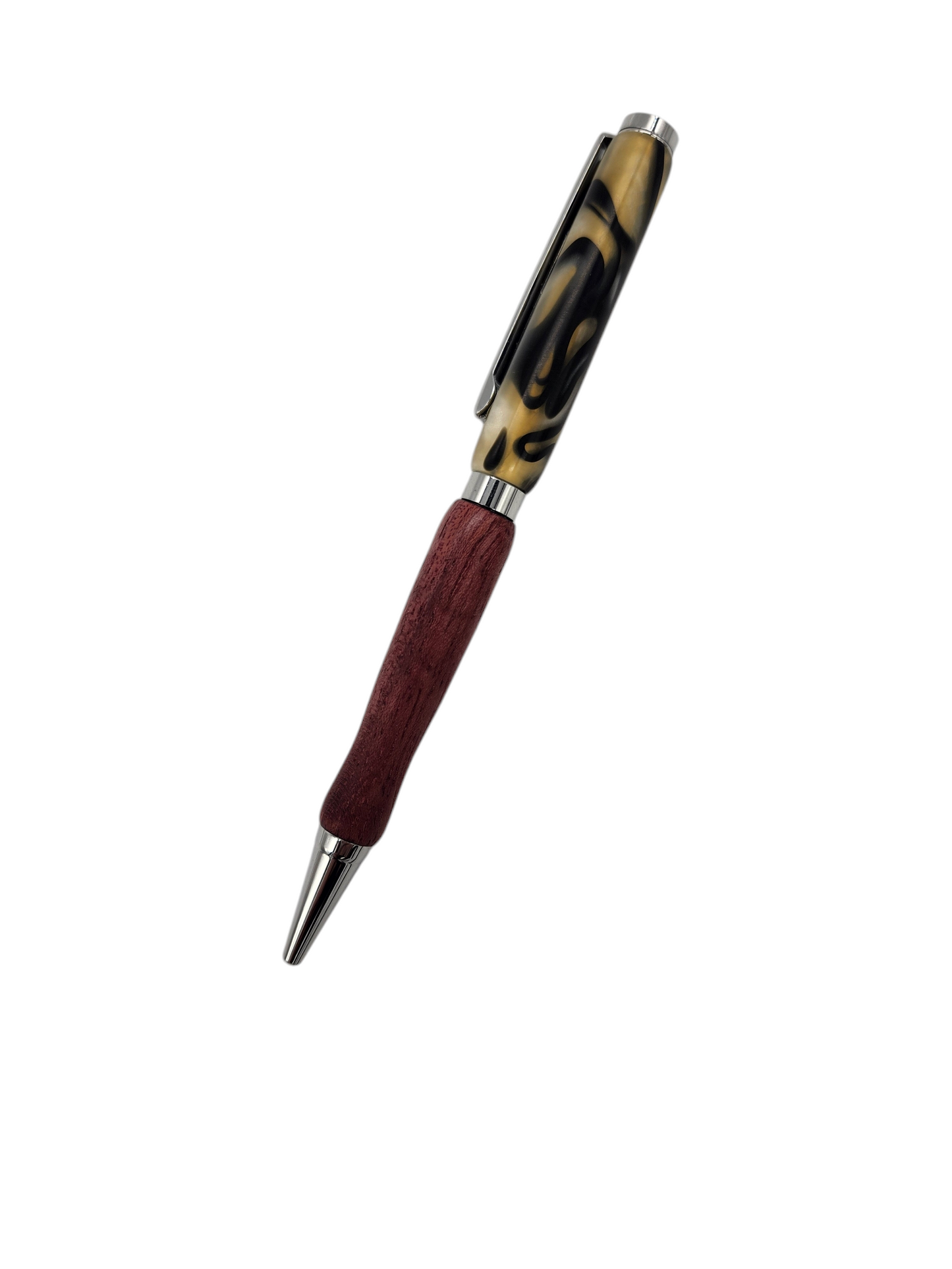 Yellow Swirly Acrylic Pens: Hand-Turned Slimline Design