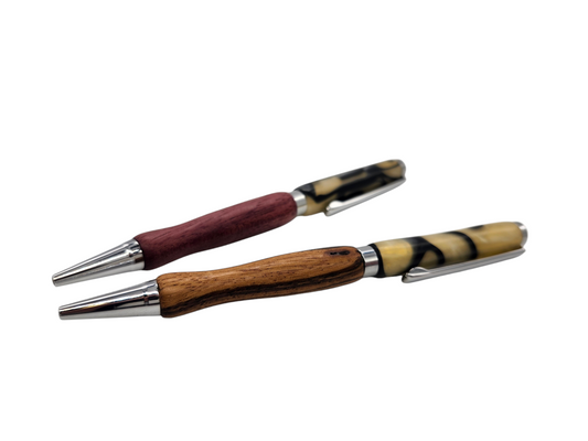 Yellow Swirly Acrylic Pens: Hand-Turned Slimline Design