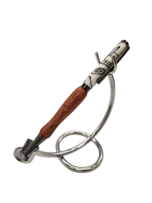 White Swirly Acrylic Pens: Hand-Turned Slimline Design