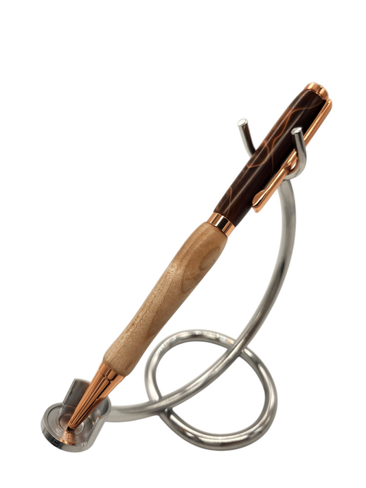 Caramel Swirly Acrylic Pens: Hand-Turned Slimline Design