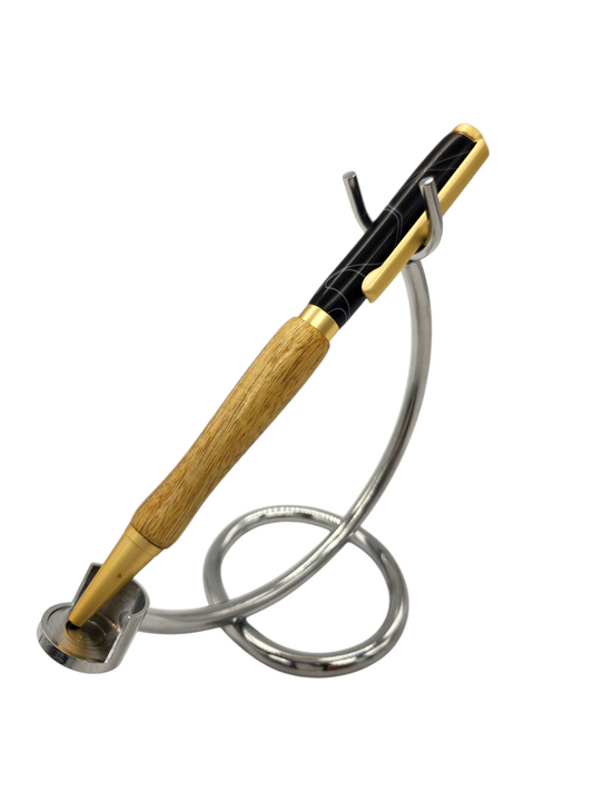 Black and White Swirly Acrylic Pens: Hand-Turned Slimline Design