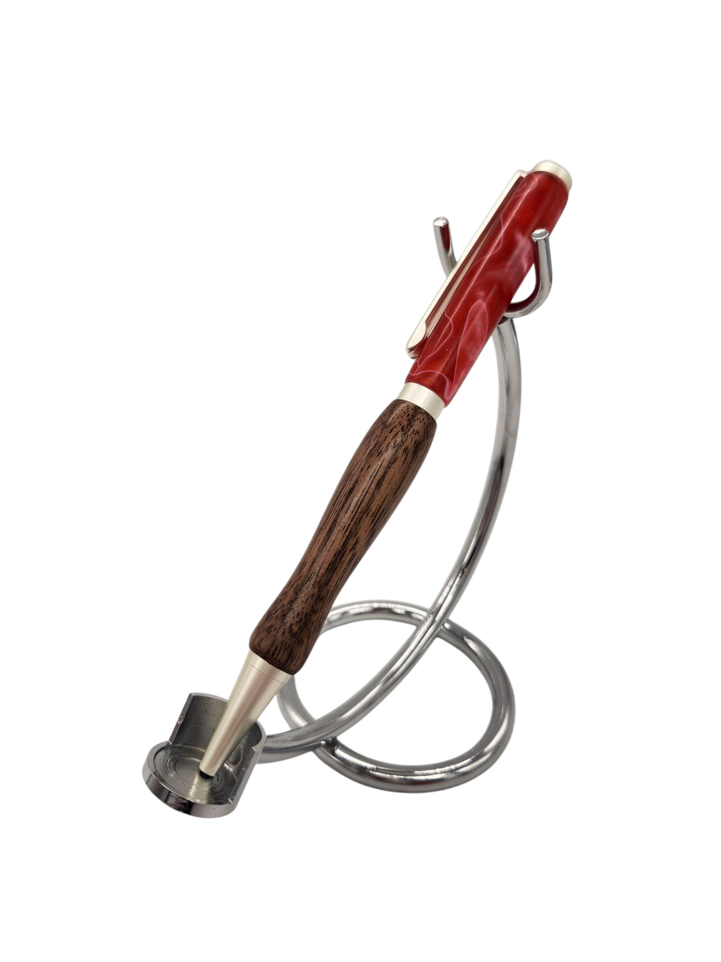 Red Swirly Acrylic Pens: Hand-Turned Slimline Design