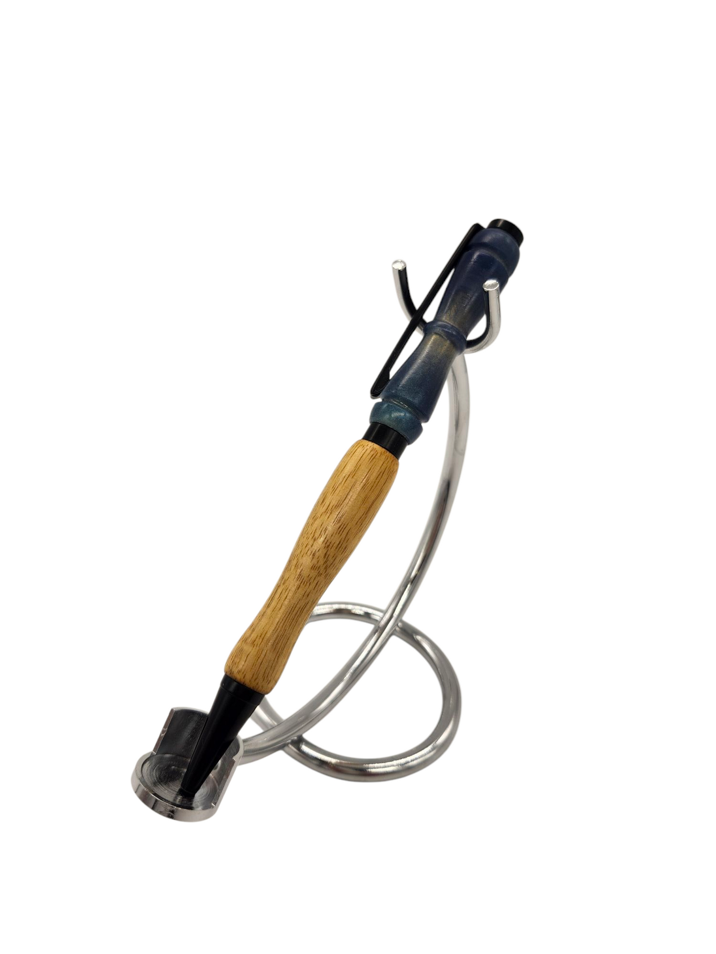 Blue Resin Fancy Shape Pens: Hand-Turned Slimline Design