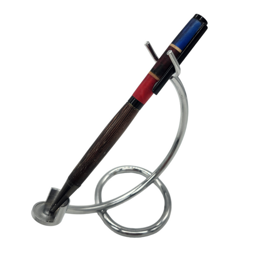 Striped Acrylic and Wenge Wood Pen: Hand-Turned Slimline Design