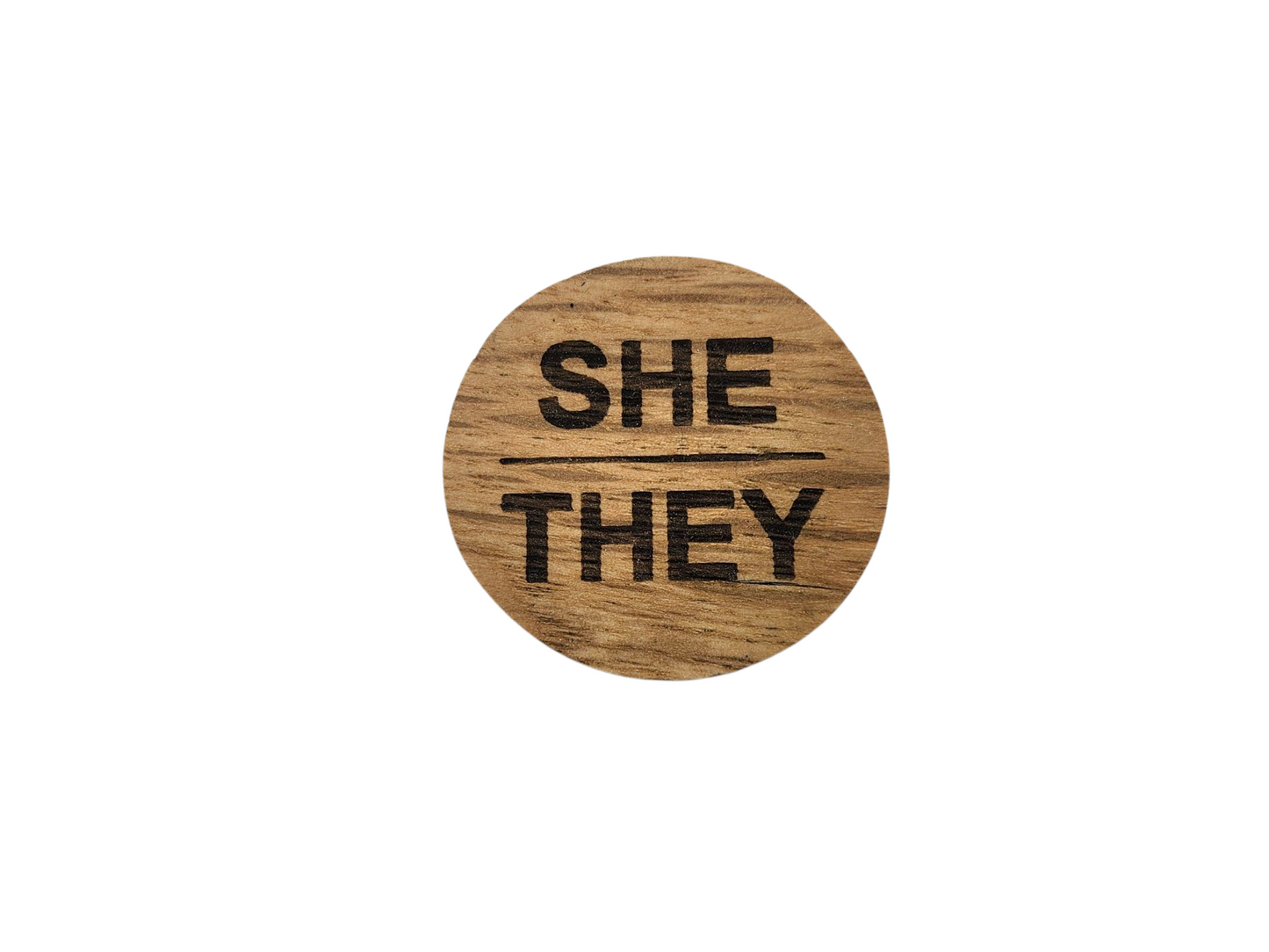 Reclaimed Wood Pronoun Pins