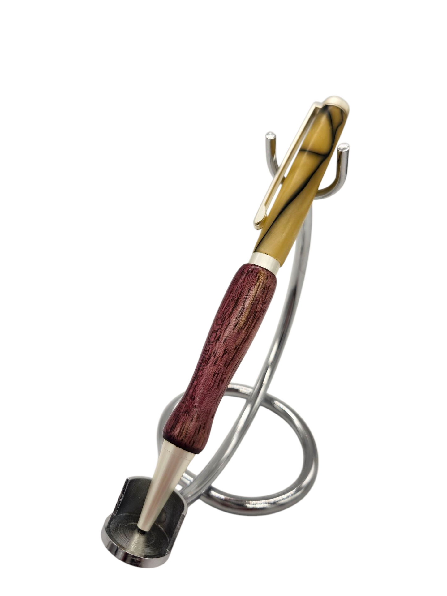 Yellow Swirly Acrylic Pens: Hand-Turned Slimline Design