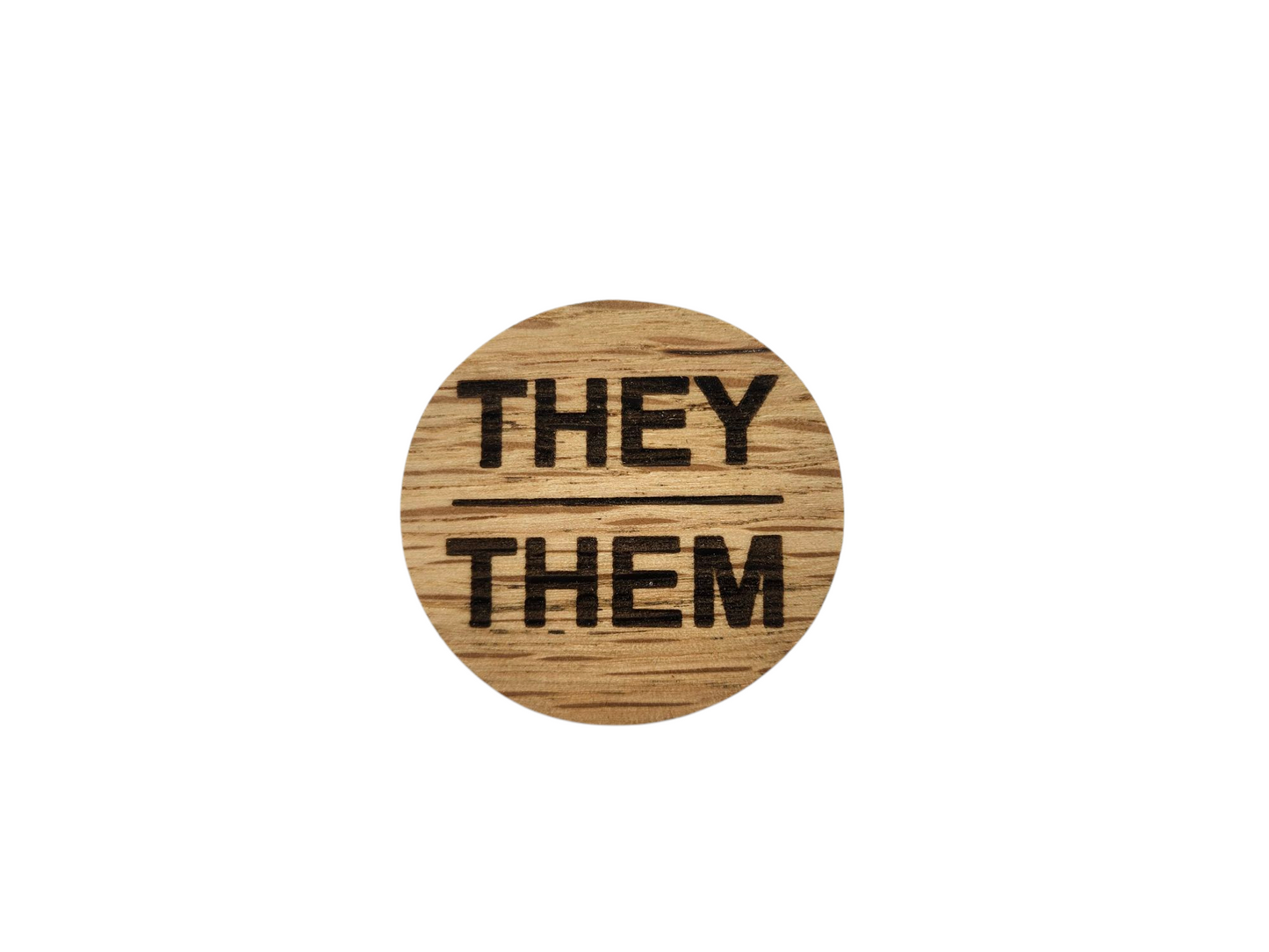 Reclaimed Wood Pronoun Pins
