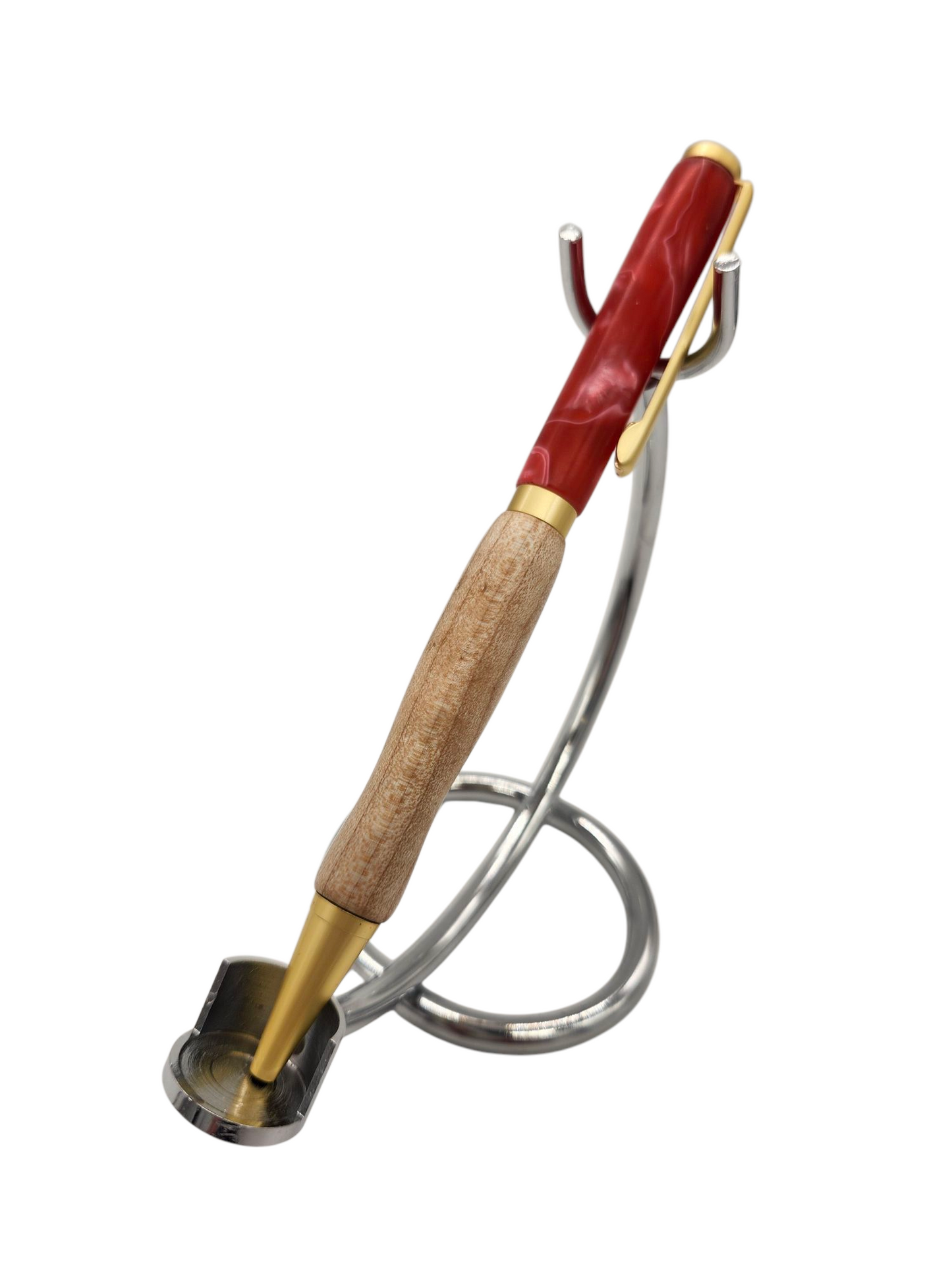 Red Swirly Acrylic Pens: Hand-Turned Slimline Design