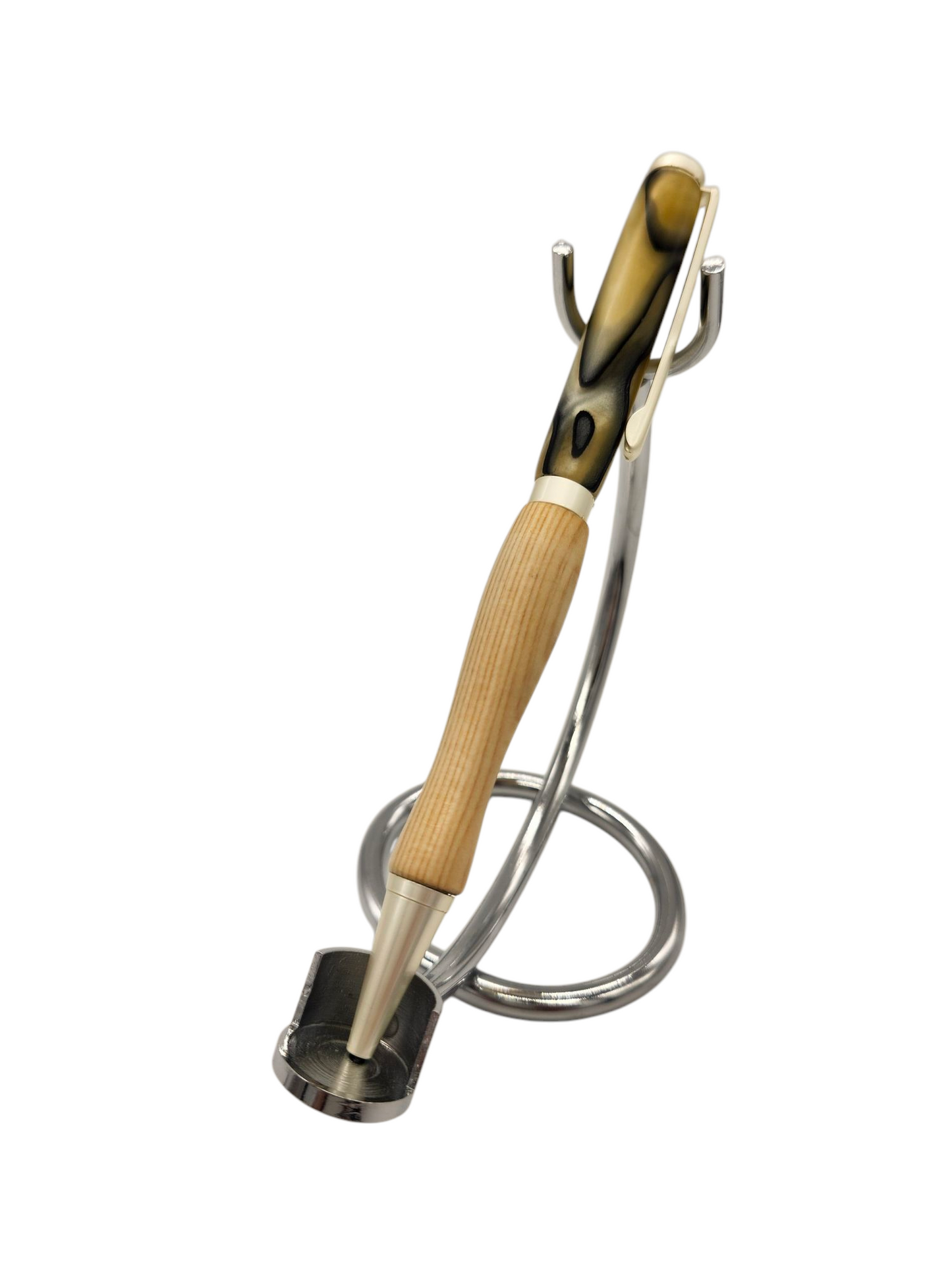 Yellow Swirly Acrylic Pens: Hand-Turned Slimline Design