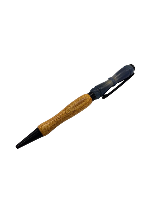 Blue Resin Fancy Shape Pens: Hand-Turned Slimline Design