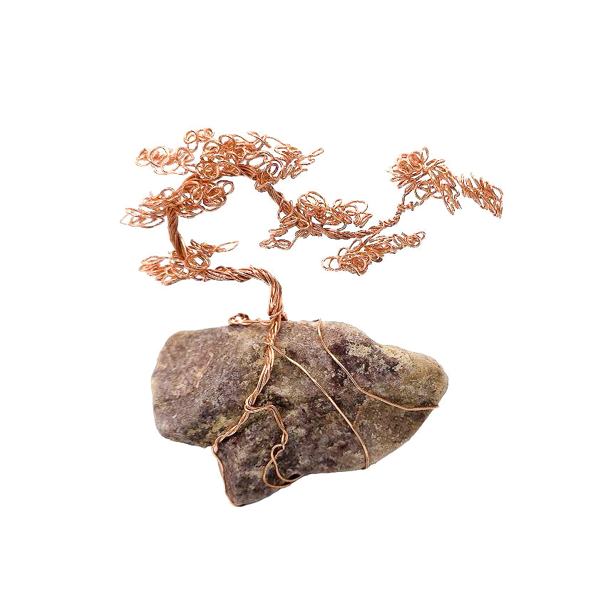 rocks for bonsai trees Bending Bonsai: Handcrafted Copper Wire Sculpture on 4" Rock Base – The Kreative Space