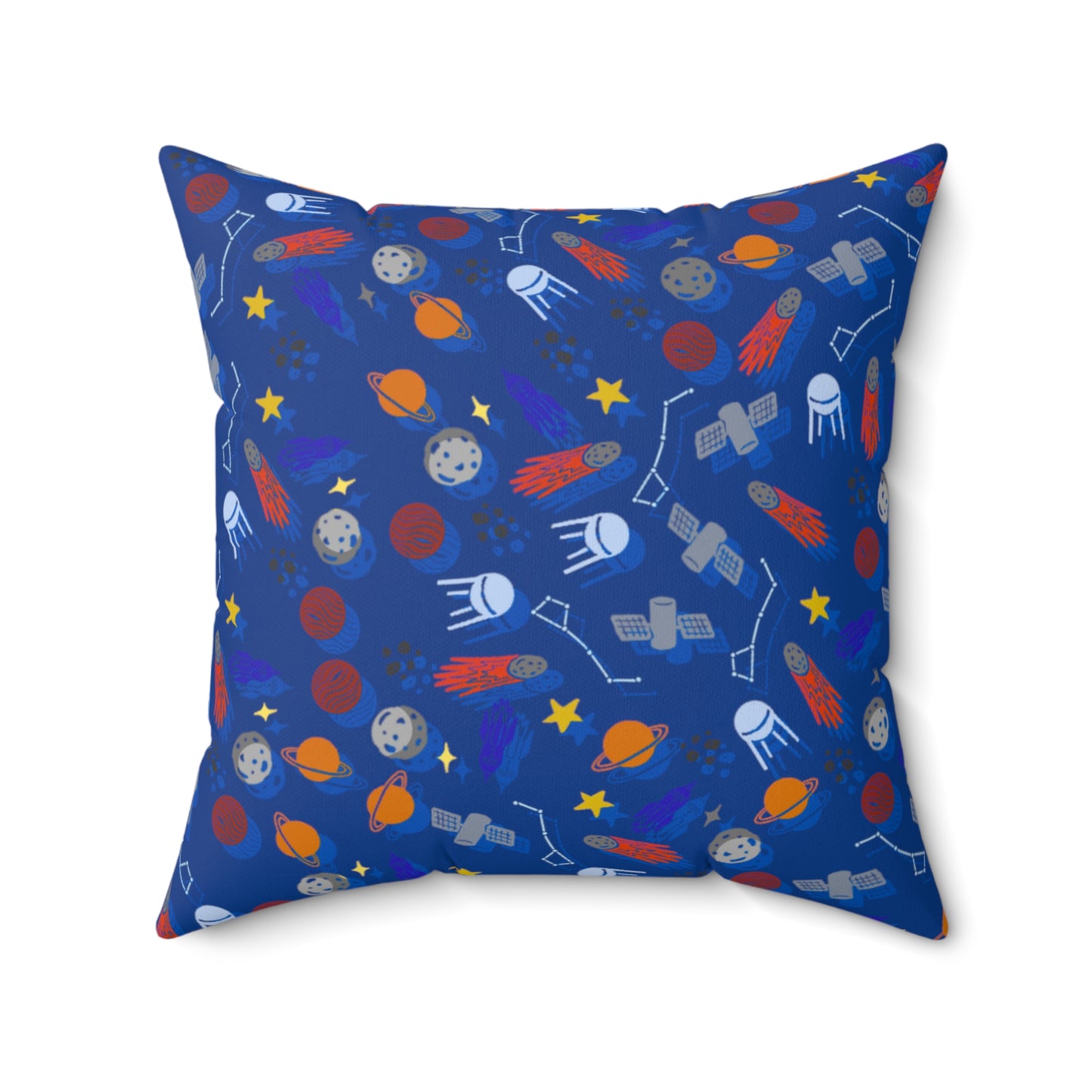 Space Blue Faux Suede Square Pillow