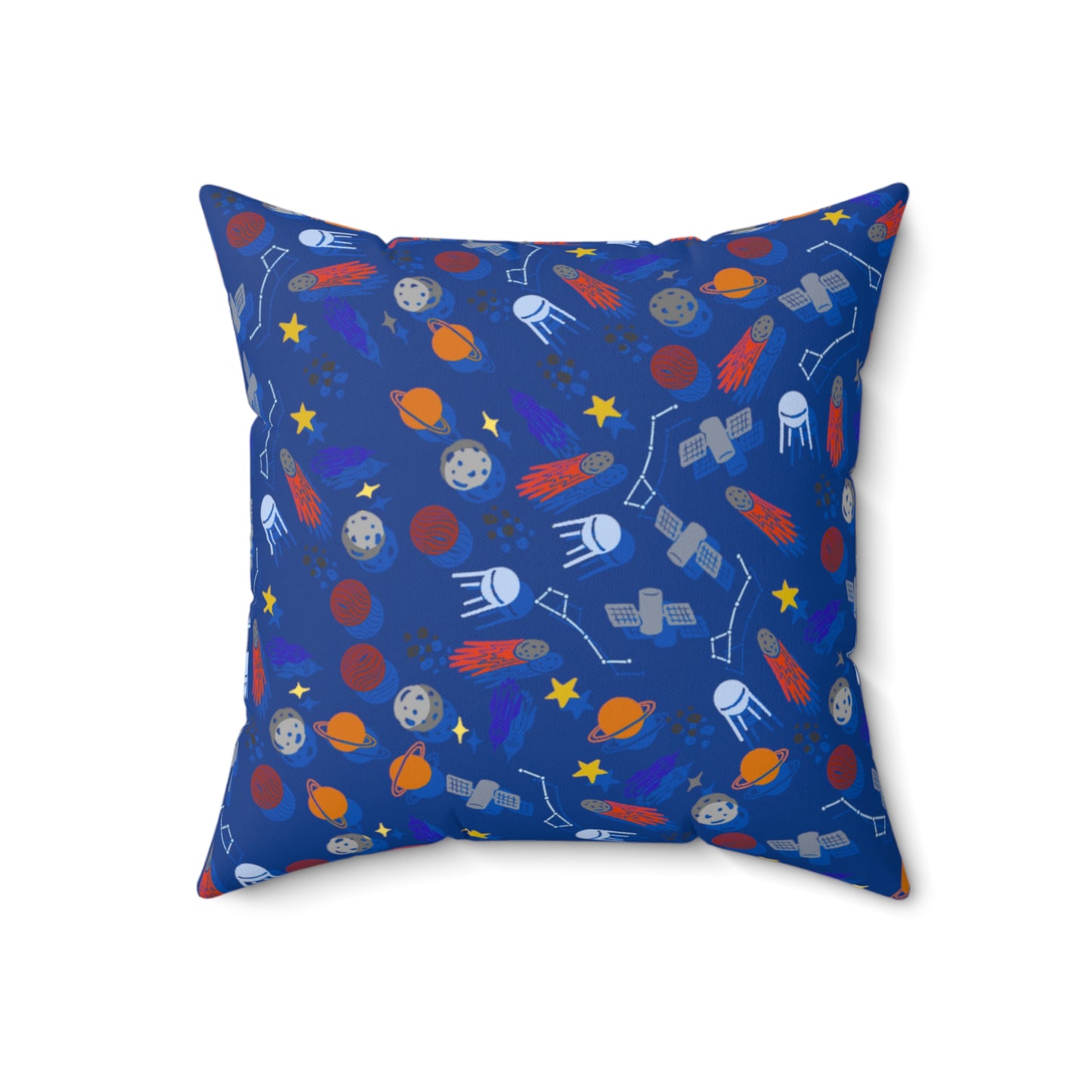 Space Blue Faux Suede Square Pillow