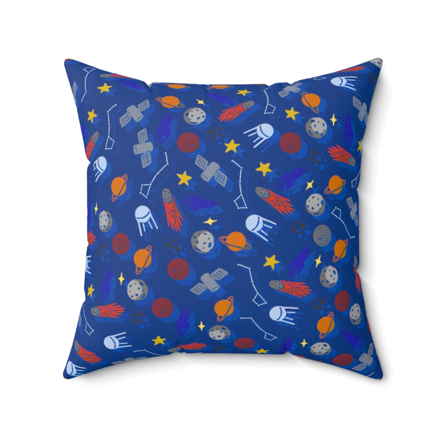 Space Blue Faux Suede Square Pillow