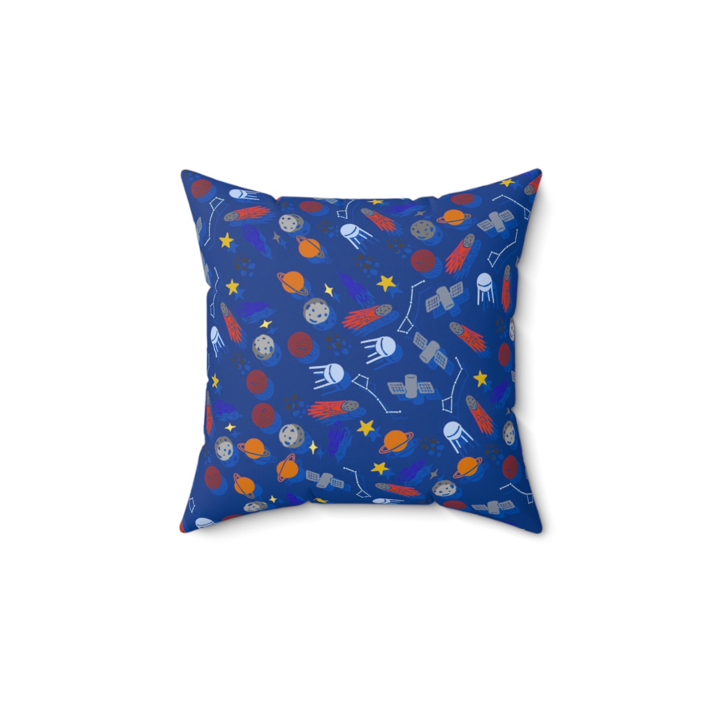 Space Blue Faux Suede Square Pillow