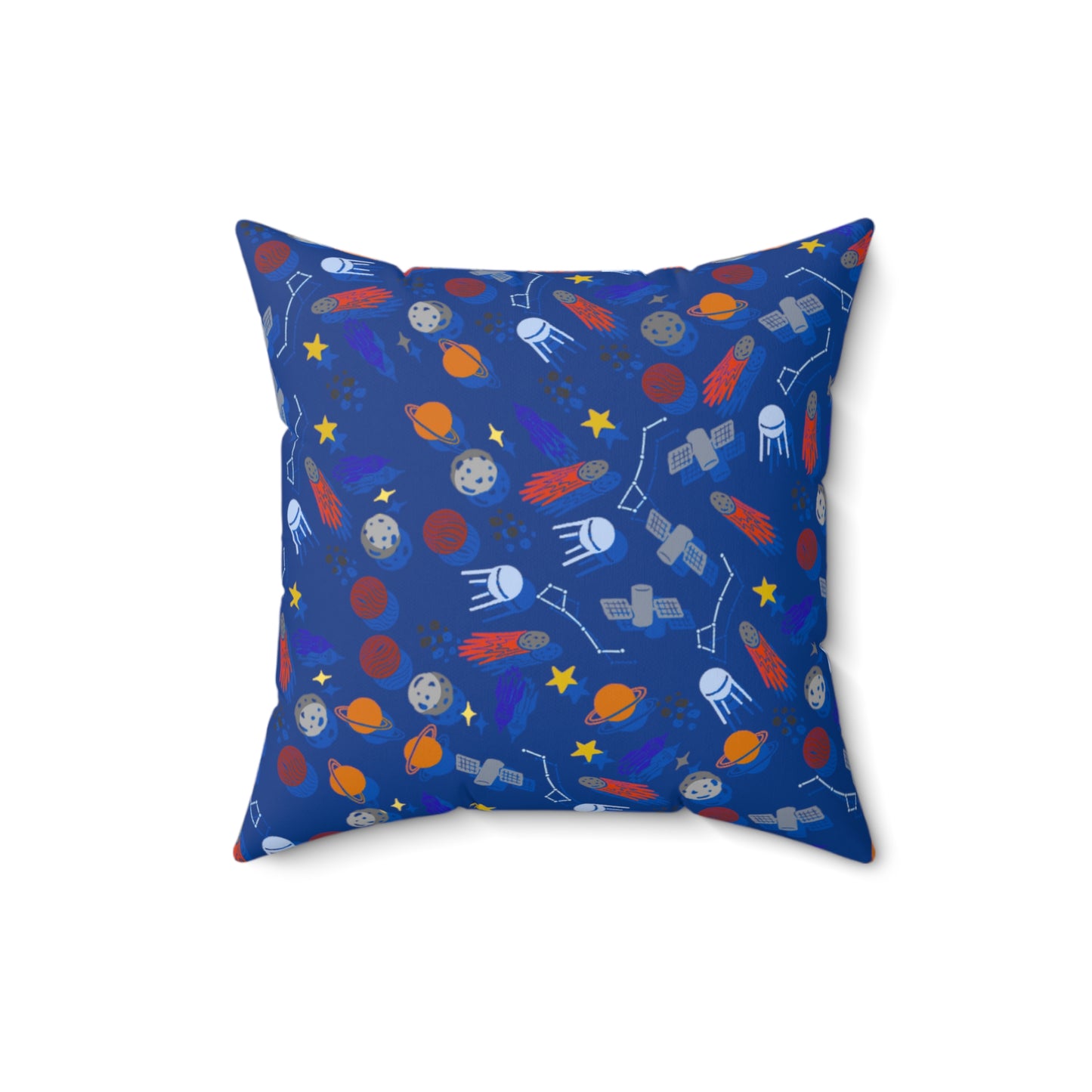 Space Blue Faux Suede Square Pillow