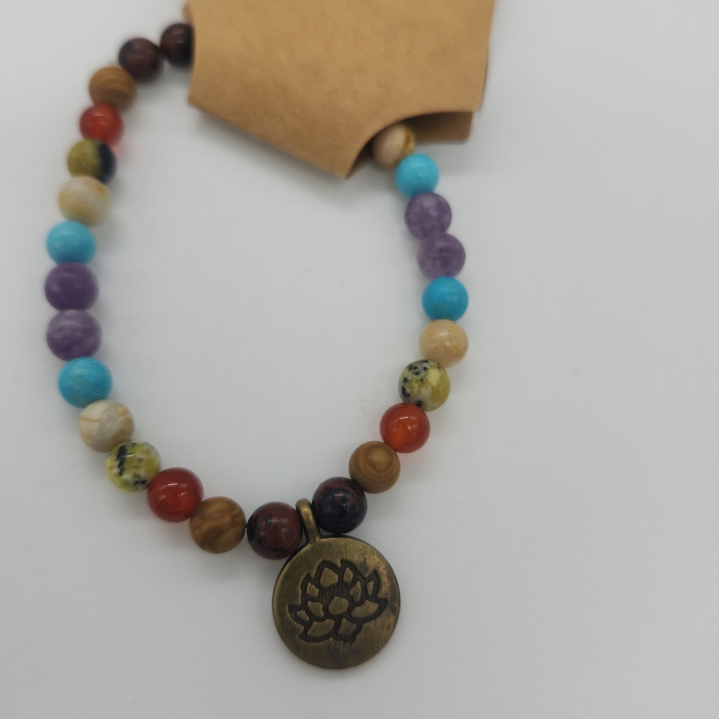 Beaded Gemstone Bracelets: Lotus Charms