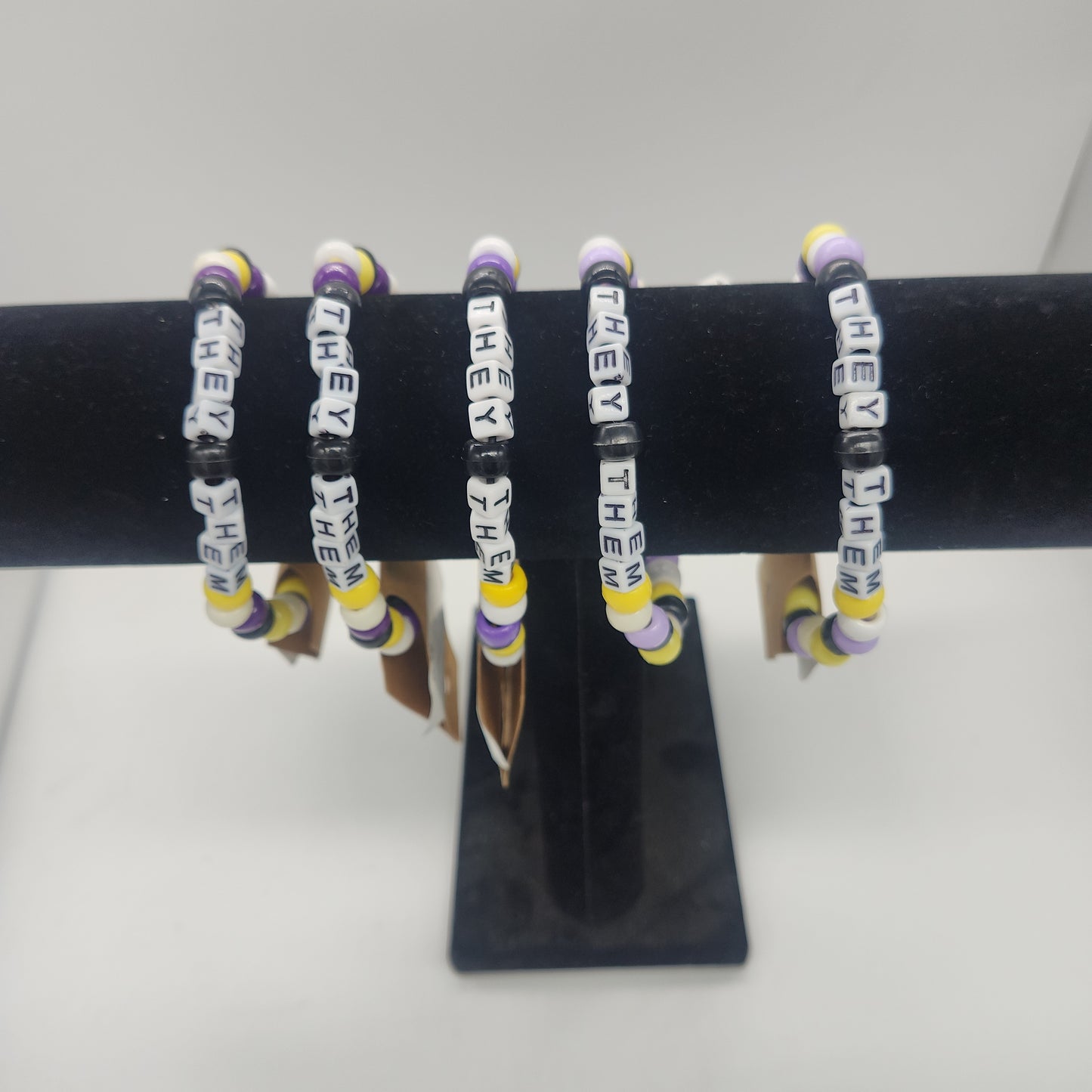 Pronoun Bracelets - Beaded Lettering They/Them