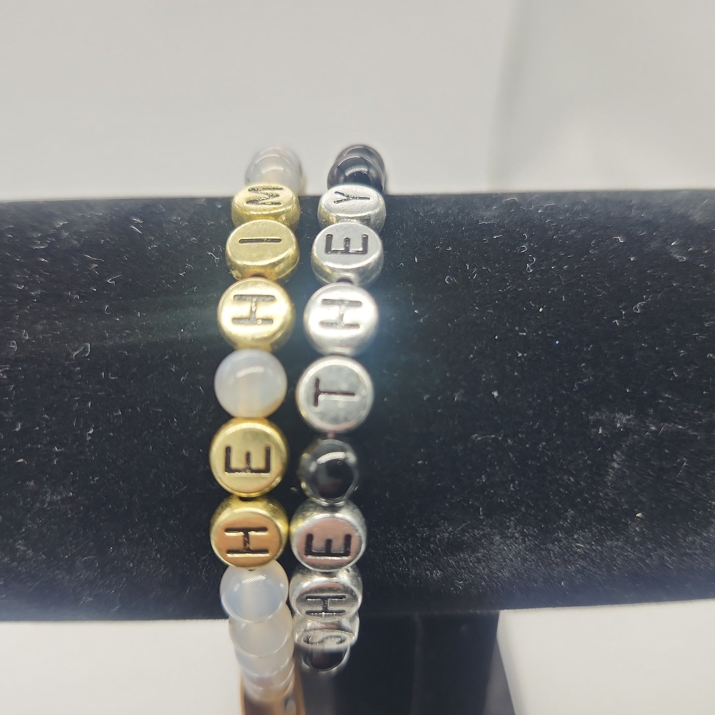 Pronoun Bracelets: Agate Gemstone Beads