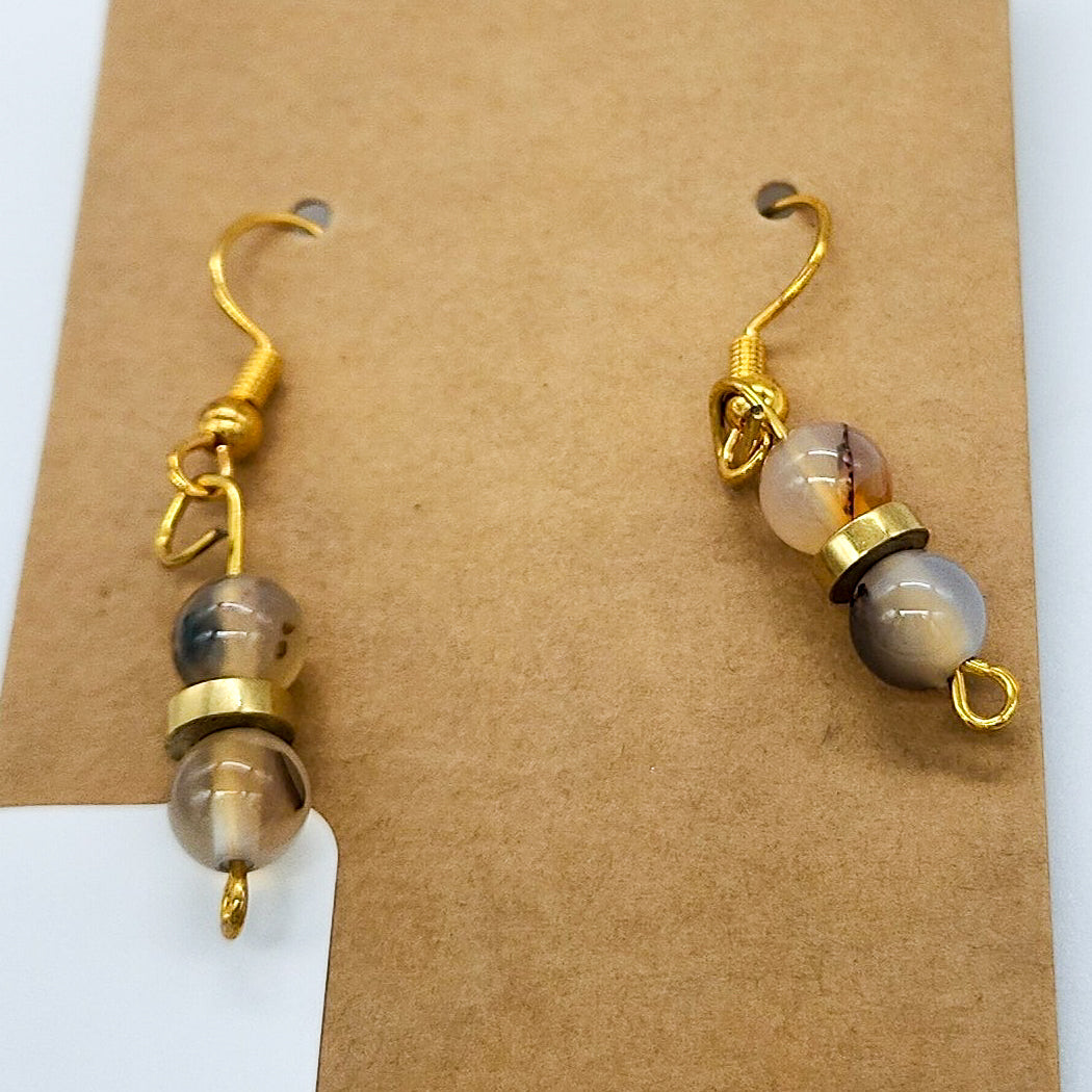 Gemstone & Saucer Bead Earrings