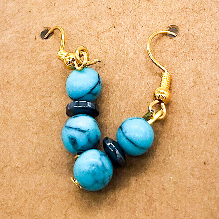 Gemstone & Saucer Bead Earrings