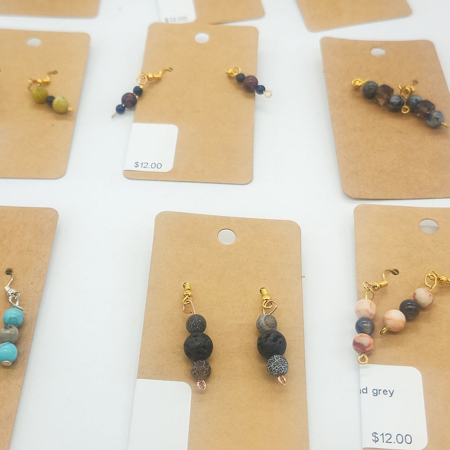 Gemstone and Glass Earrings