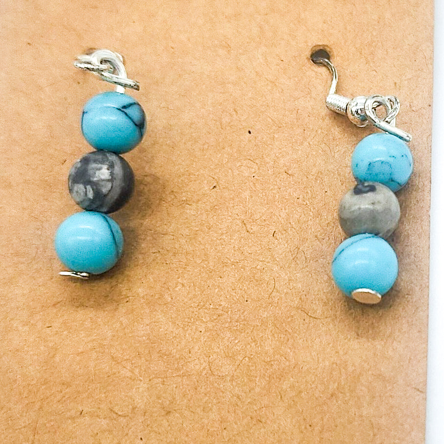 Gemstone and Glass Earrings