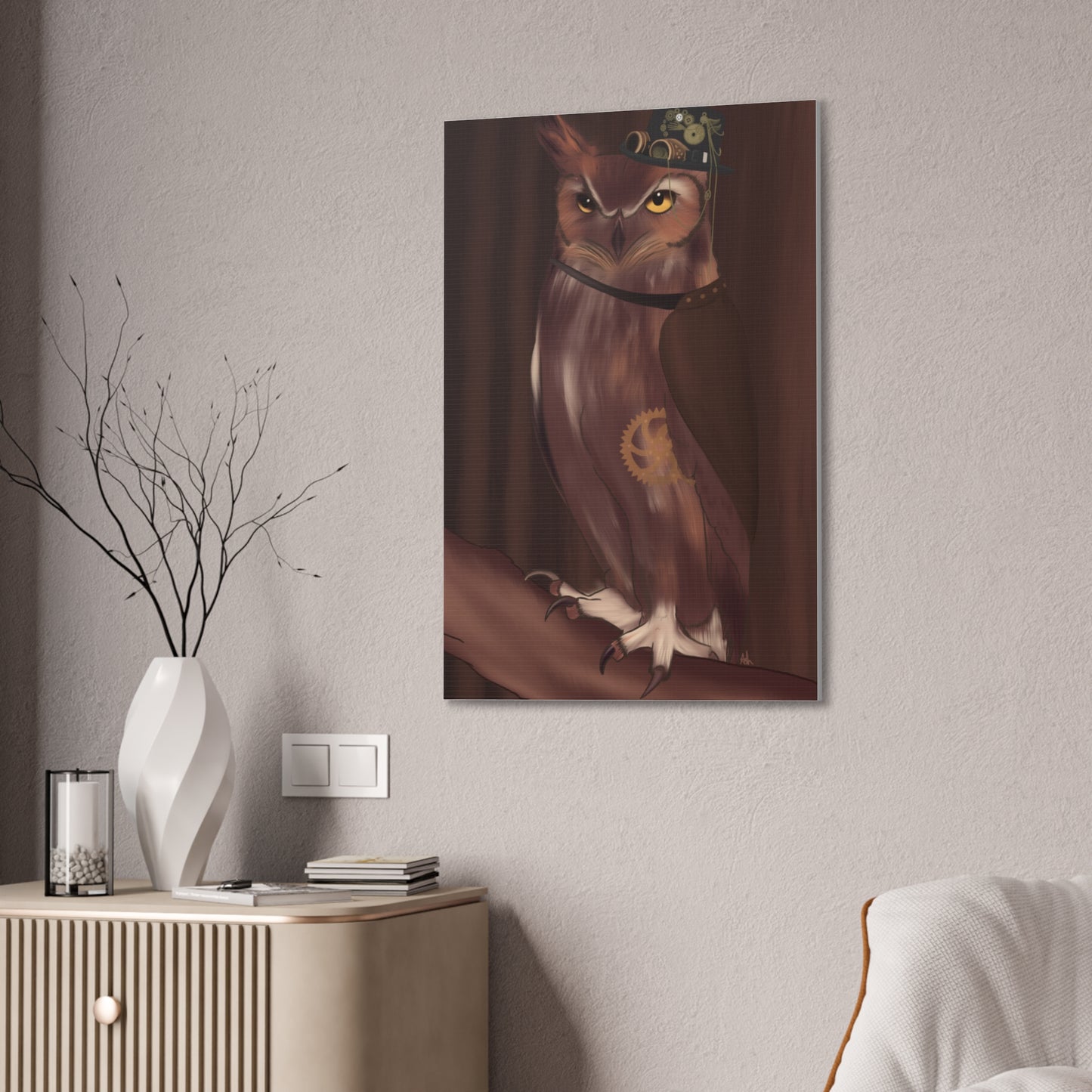 Steam Punk Owl Canvas Stretched