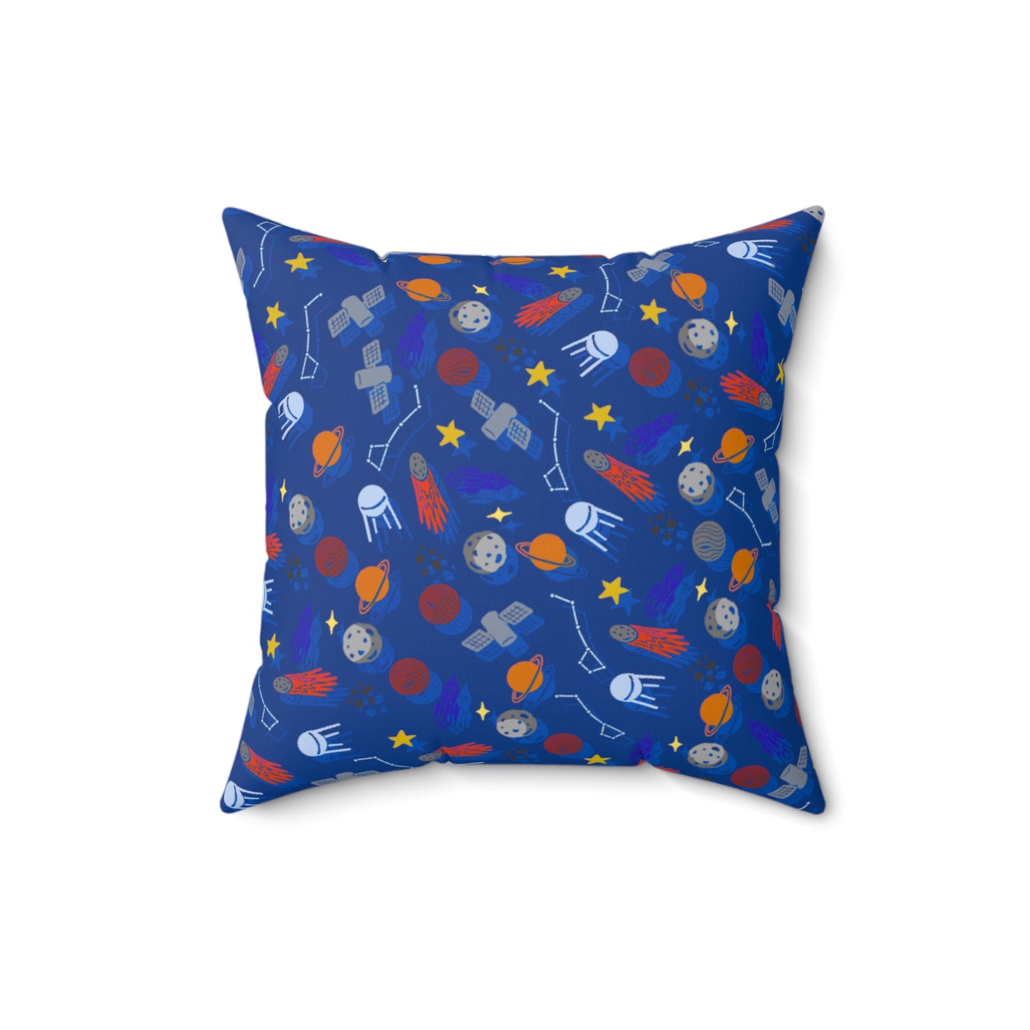 Space Blue Faux Suede Square Pillow