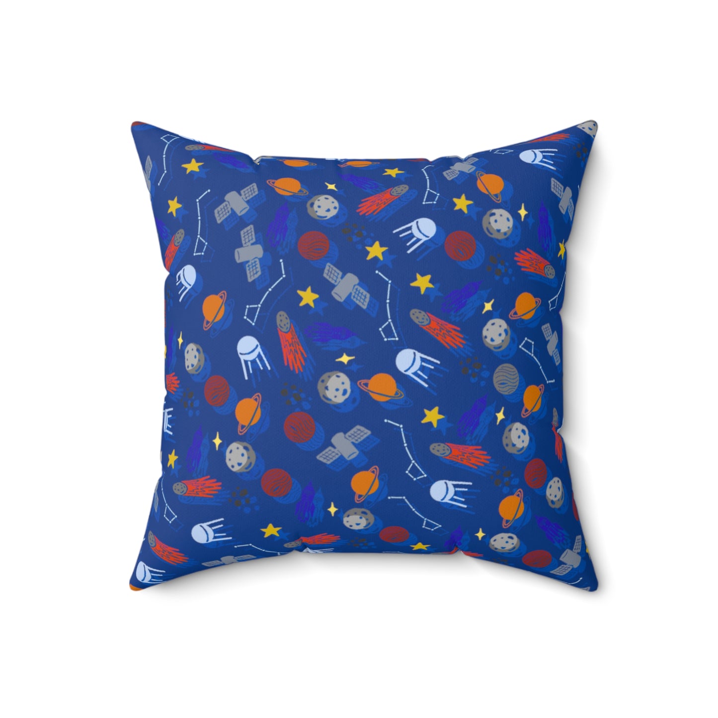 Space Blue Faux Suede Square Pillow