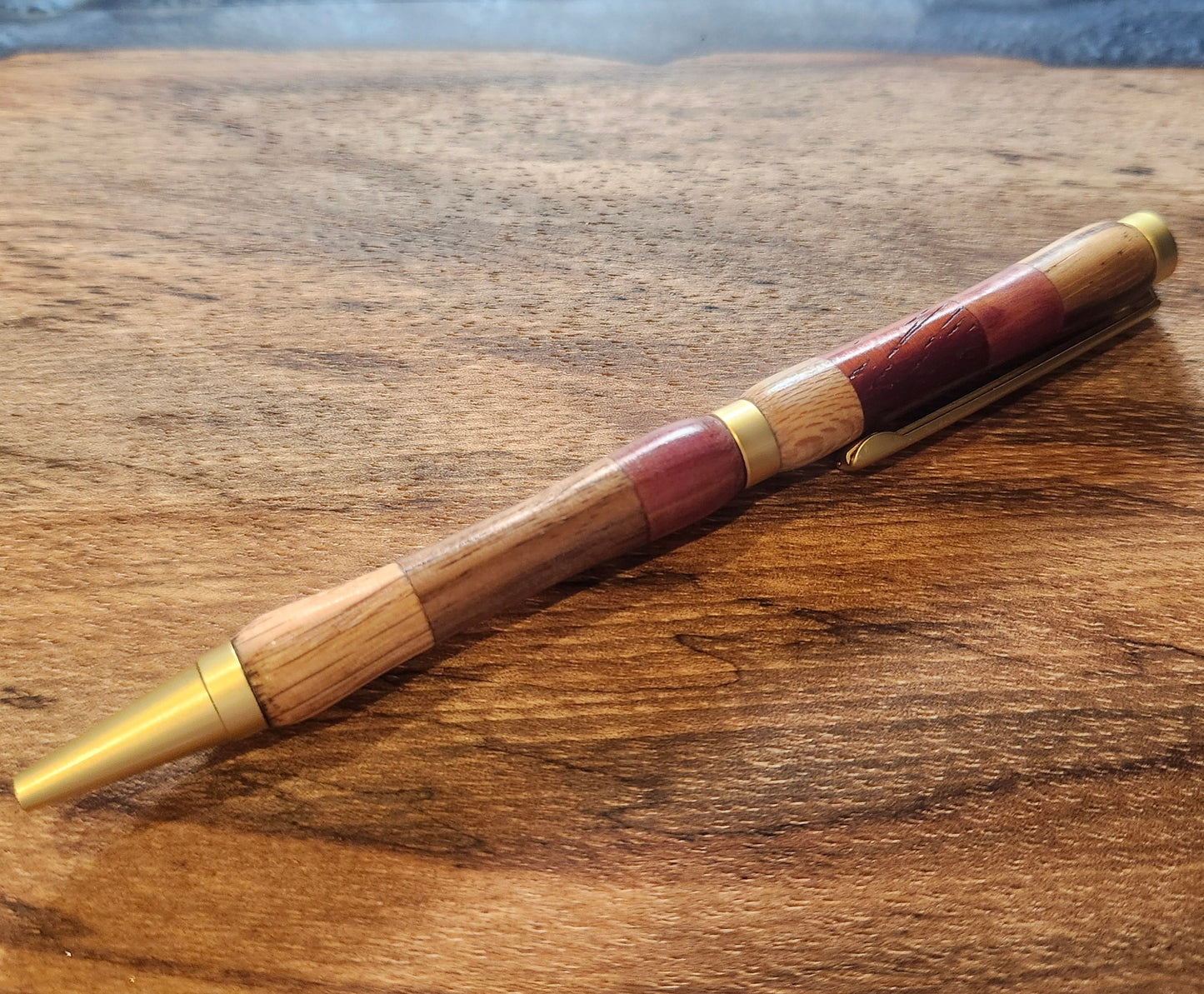 Patchwork Wood Pen: Hand-Turned Slimline Design