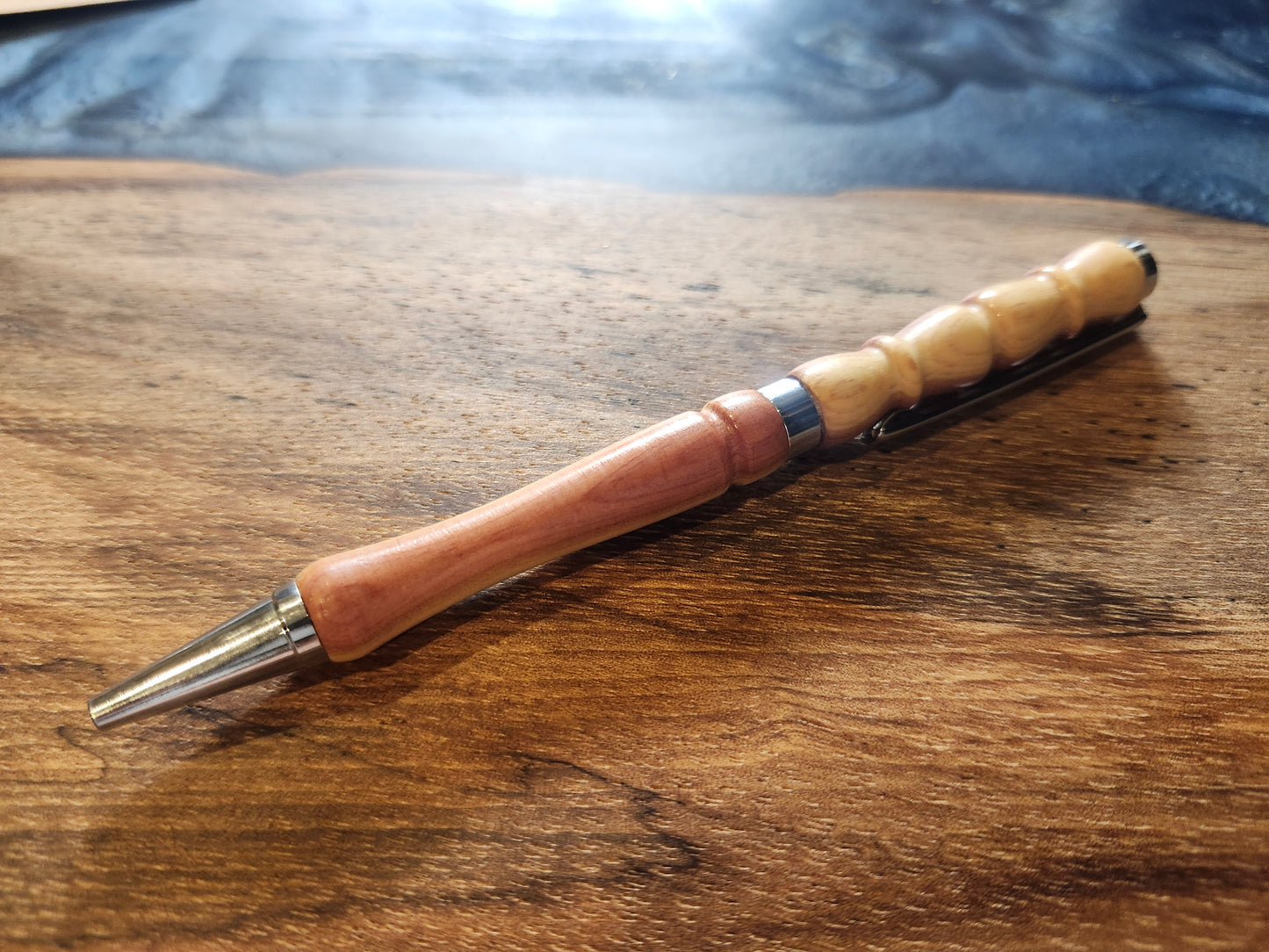 Fancy Shape Red Cedar Pen: Hand-Turned Slimline Design