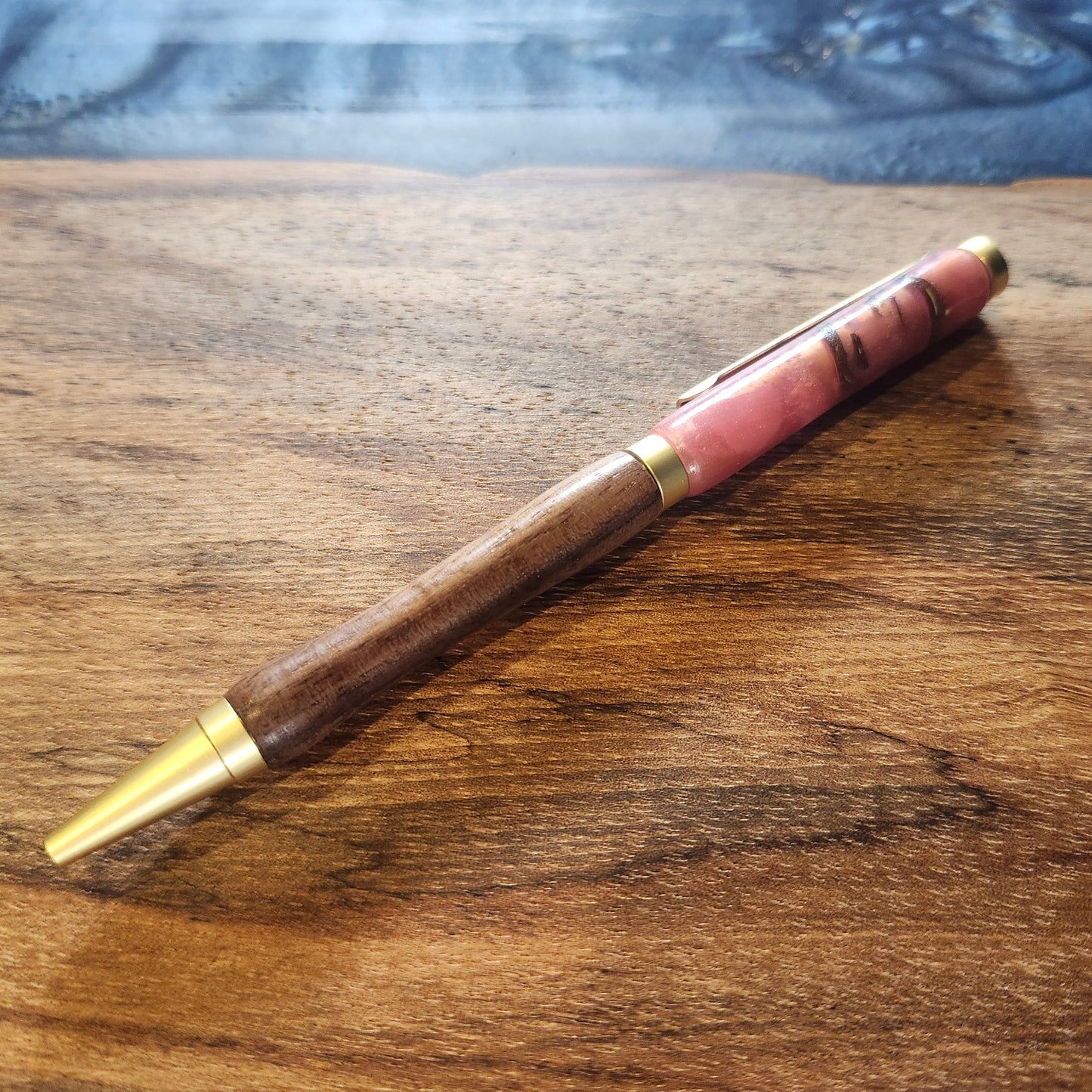 Pink Pinecone Pen: Hand-Turned Slimline Design