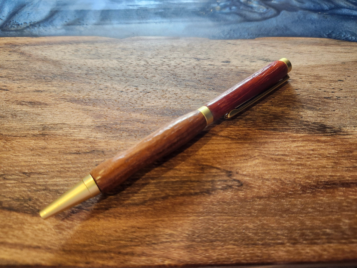 Bloodwood and Oak Pen: Hand-Turned Slimline Design