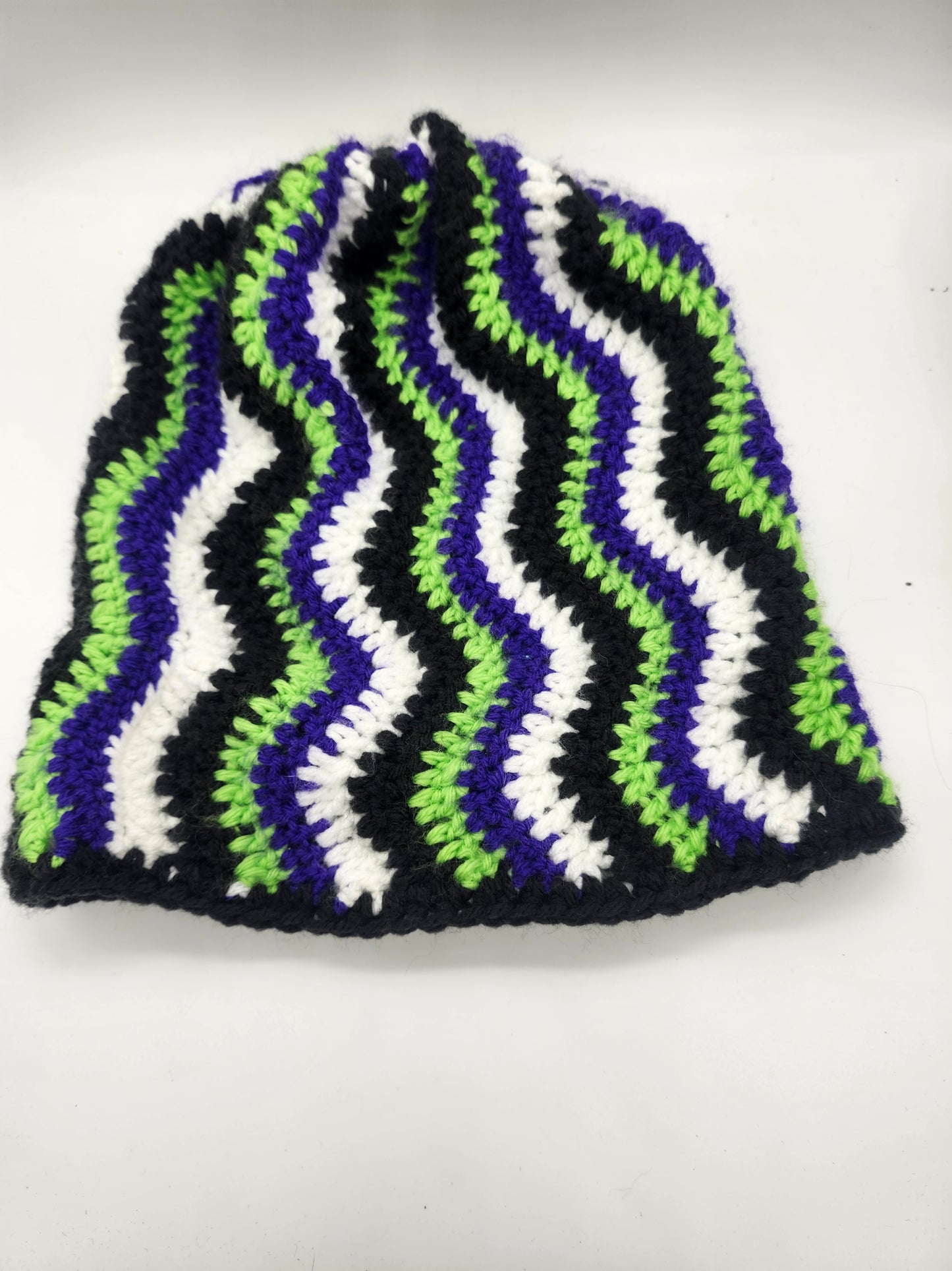 Purple and Green Wavy Beanie