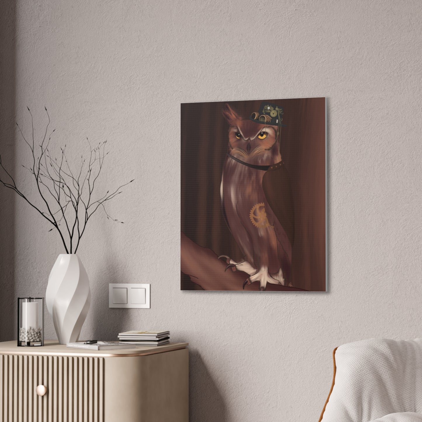 Steam Punk Owl Canvas Stretched