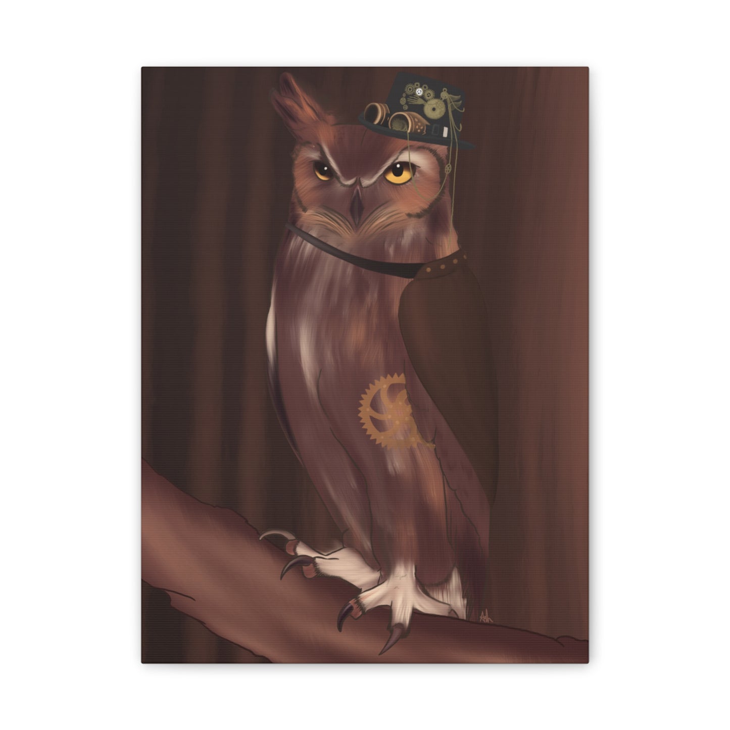 Steam Punk Owl Canvas Stretched