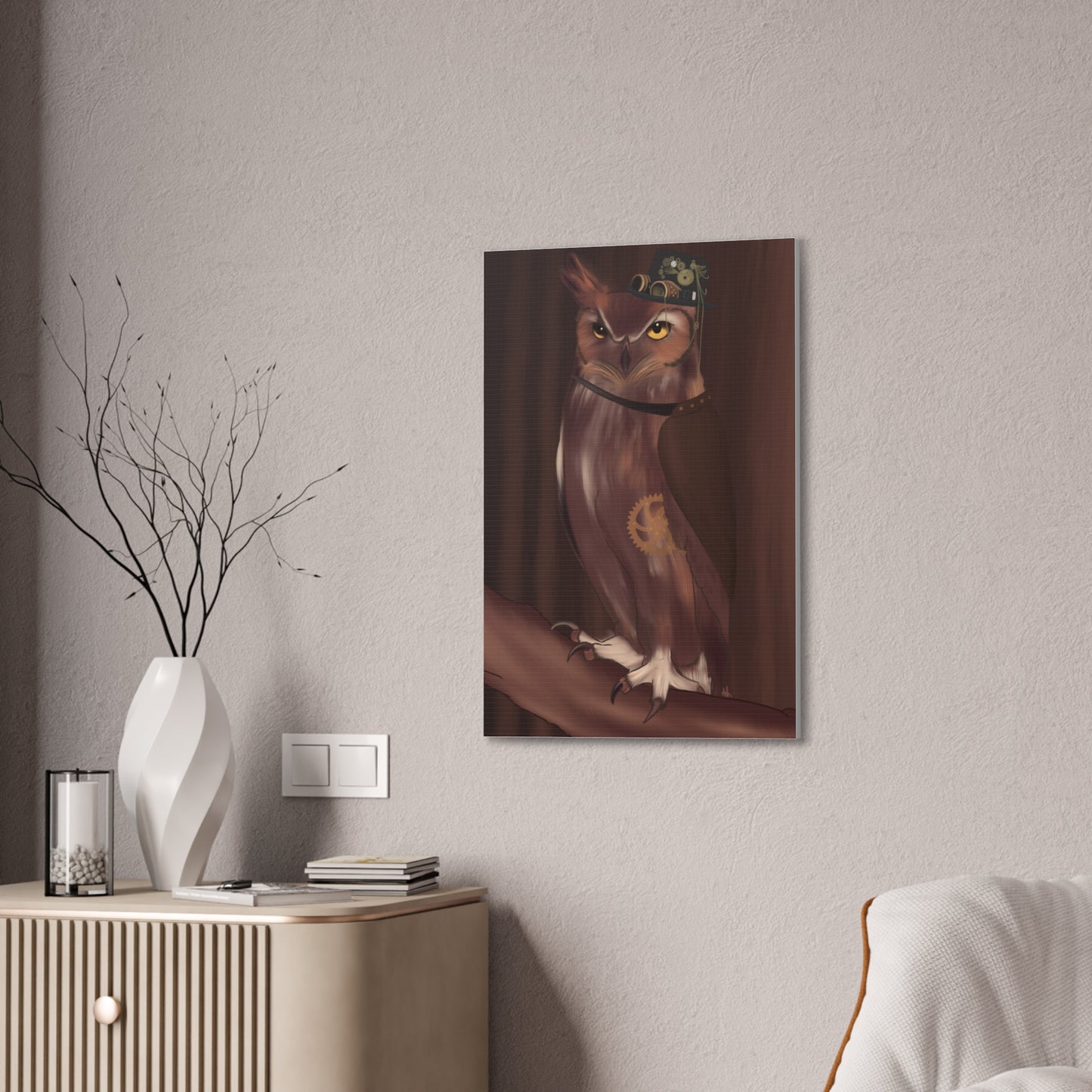 Steam Punk Owl Canvas Stretched