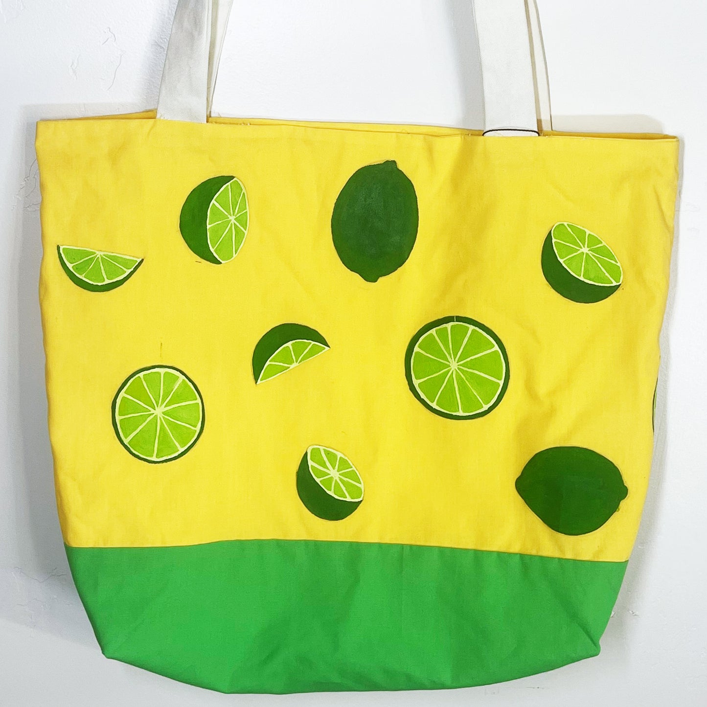 Hand Painted Lime Tote Bag