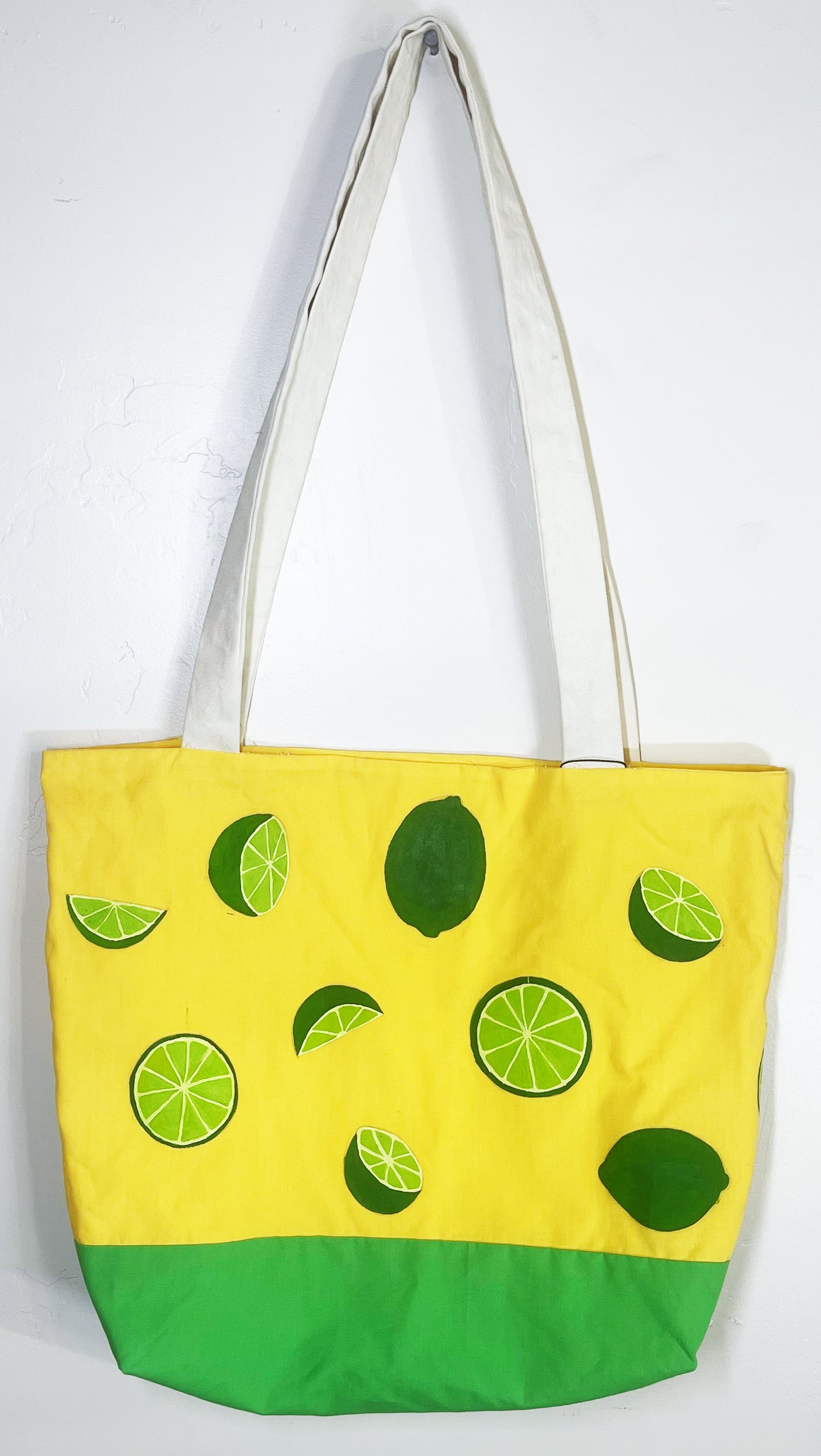 Hand Painted Lime Tote Bag