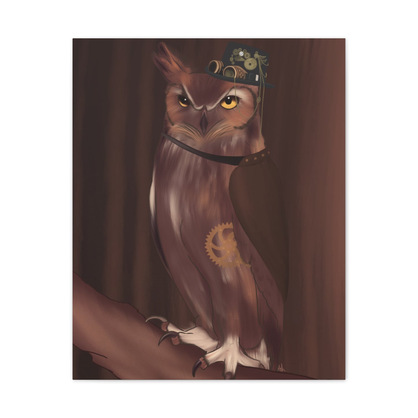 Steam Punk Owl Canvas Stretched